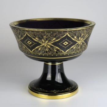 Glass Pedestal Bowl - glass violet - Hermann Eiselt, Kamenický Šenov - 1925 Glass Pedestal Bowl - glass violet - Hermann Eiselt, Kamenický Šenov - 1925