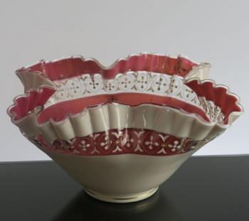 Glass Bowl - pink glass, opal glass - Harrachov, Bohemia 1890 - 1890 Glass Bowl - pink glass, opal glass - Harrachov, Bohemia 1890 - 1890