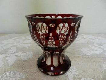 Glass Pedestal Bowl - glass, ruby glass - 1930 Glass Pedestal Bowl - glass, ruby glass - 1930
