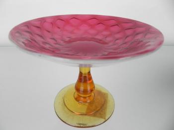 Glass Pedestal Bowl - two-layer glass - 1930