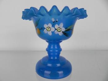 Glass Pedestal Bowl - blue glass - 1870