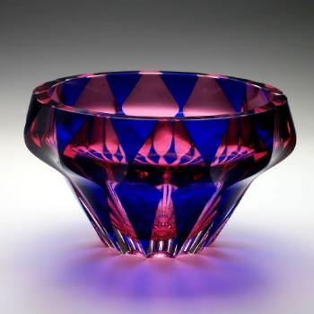 Glass Bowl - clear glass, pink glass - 1961