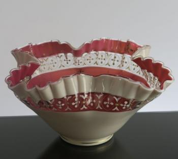 Glass Bowl - pink glass, opal glass - Harrachov, Bohemia 1890 - 1890