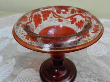 Glass Pedestal Bowl - clear glass - 1830